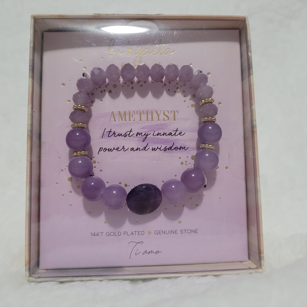 AMO Lavender Amethyst Bracelet with Gold Accents